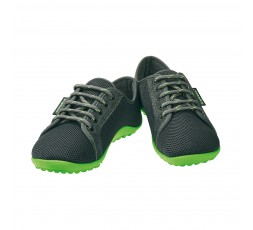 Leguano Aktiv Barfußschuh, anthrazit, grüne Sohle, Schnürschuh