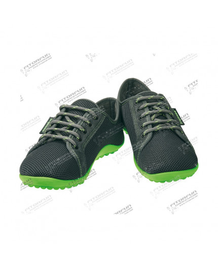 Leguano Aktiv Barfußschuh, anthrazit, grüne Sohle, Schnürschuh
