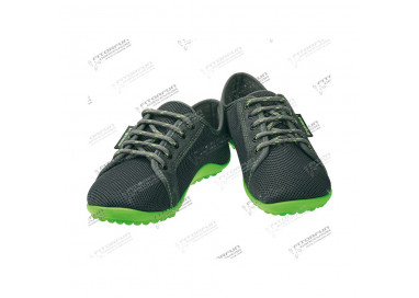 Leguano Aktiv Barfußschuh, anthrazit, grüne Sohle, Schnürschuh