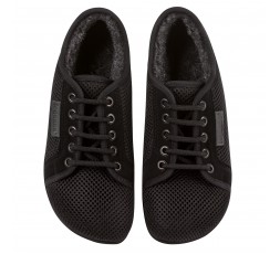 Leguano Aktiv Barfußschuh lava-schwarz Schnürschuh-Winteredition Wollfutter