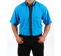 H.K. Mandel Tanzhemd cyanblau Designerhemd