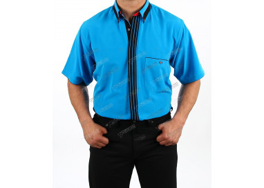 H.K. Mandel Tanzhemd cyanblau Designerhemd