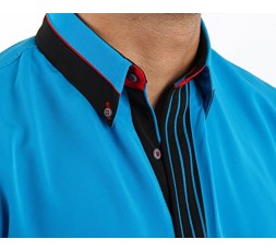 H.K. Mandel Tanzhemd cyanblau Designerhemd