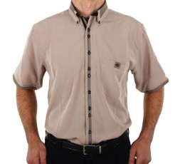 H.K. Mandel Hemd Microfaser bügelfrei, beige, Tanzhemd