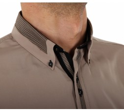 H.K. Mandel Hemd Microfaser bügelfrei, beige, Tanzhemd