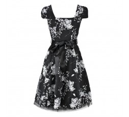 Petticoatkleid 50er Jahre, Fifties, Black White Floral Tea Dress 6690 H & R London handrlondon, Hearts&Roses
