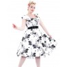Petticoatkleid 50er Jahre, Fifties, White Black Floral Tea Dress 6690 H & R London handrlondon, Hearts&Roses