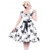 Petticoatkleid 50er Jahre, Fifties, White Black Floral Tea Dress 6690 H & R London handrlondon, Hearts&Roses