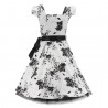 Petticoatkleid 50er Jahre, Fifties, White Black Floral Tea Dress 6690 H & R London handrlondon, Hearts&Roses