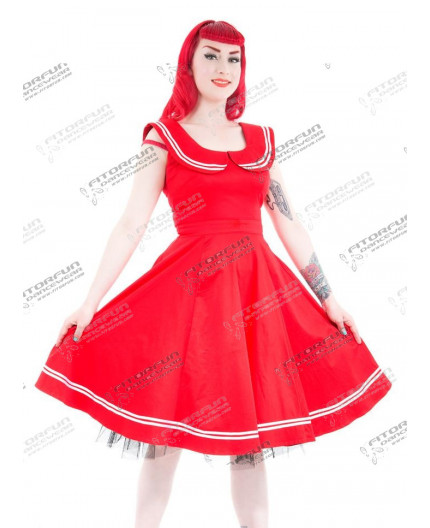 Petticoatkleid 50er Jahre, Fifties, Sailor Dress, Rot, 6893 H & R London handrlondon Hearts&Roses
