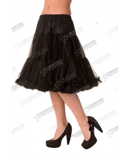 Banned Lifeforms Petticoat schwarz 236, 26 inch, 66 cm, Rüsche, 2-lagig. Chiffon weich