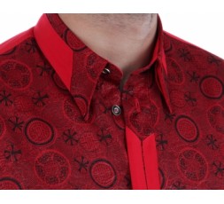 H.K. Mandel Hemd Kurzarm rot/schwarz - 858MK