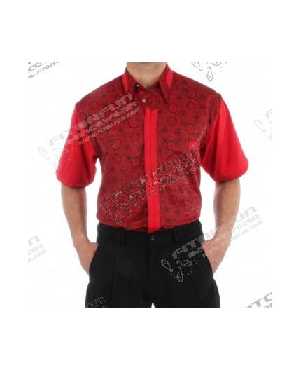 H.K. Mandel Hemd Kurzarm rot/schwarz - 858MK