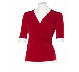intermezzo-dament-top-wickeloptik-elastisch-rot-6183- Ballroom Tanztop, Lateintop, Standa