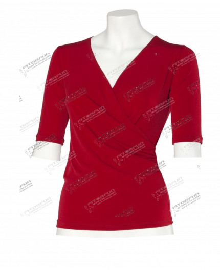 intermezzo-dament-top-wickeloptik-elastisch-rot-6183- Ballroom Tanztop, Lateintop, Standa