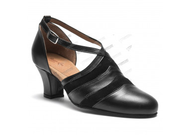 9240-tanzschuhe-schwarz-mit-chromledersohle-5-cm-absatz-Standardschuhe, Charakterschuhe, Balboa, Swing, Chromledersohle, Boogie