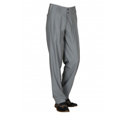 H.K. Mandel Boogiehose grau, Bundfaltenhose, Fifties 301717