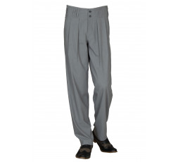 H.K. Mandel Boogiehose grau, Bundfaltenhose, Fifties 301717