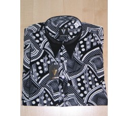 Hemd Kurzarm schwarz/ecru gemustert - 5604L121K