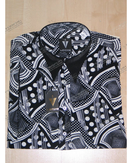 Hemd Kurzarm schwarz/ecru gemustert - 5604L121K