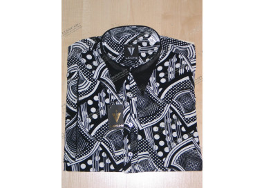 Hemd Kurzarm schwarz/ecru gemustert - 5604L121K