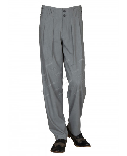 H.K. Mandel Boogiehose grau Bundfaltenhose 50er 301717