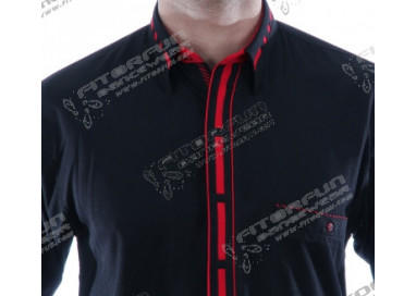 Hemd Langarm schwarz/rot - 3049ML