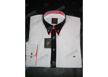 Hemd Kurzarm weiß m. schwarz - 8801L23L