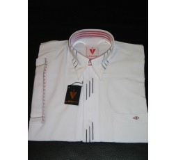 Hemd Kurzarm weiß mit schwarzer Leiste - 4448L104K