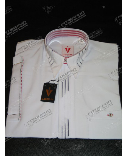 Hemd Kurzarm weiß mit schwarzer Leiste - 4448L104K