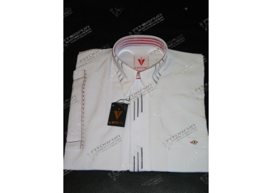 Hemd Kurzarm weiß mit schwarzer Leiste - 4448L104K