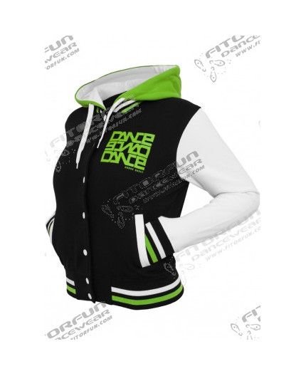 Urban Dance 3 Tone Collegejacke Ladies schwarz/weiss/limegreen