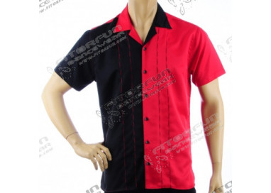 Hemd Kurzarm rot/schwarz - MK4-01 Retrohemd