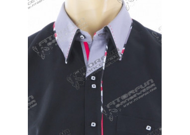 Hemd Kurzarm schwarz/Kragen in grau - 2012MK