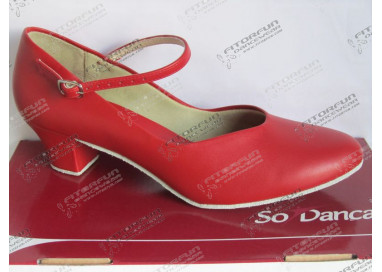 CH791 rot - Tanzschuhe mit Chromledersohle - 4 cm Absatz
