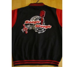 Collegejacke schwarz/rot  Flock Microfon Boogie Woogie (CJ-SR-Microfon-FLH)