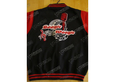 Collegejacke schwarz/rot  Flock Microfon Boogie Woogie (CJ-SR-Microfon-FLH)