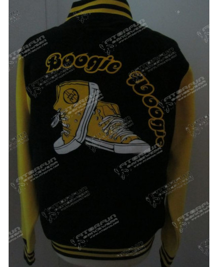 Collegejacke schwarz/gelb Flock Sneaker Boogie Woogie (CJ-SG-Sneaker-FLH)