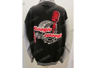 Collegejacke schwarz/grau  Flock Microfon Boogie Woogie (CJ-SR-Microfon-FLH)