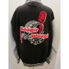 Collegejacke schwarz/grau  Flock Microfon Boogie Woogie (CJ-SR-Microfon-FLH)