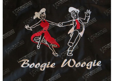 Fleecejacke Motiv Tanzpaar Boogie Woogie Schrift weiß