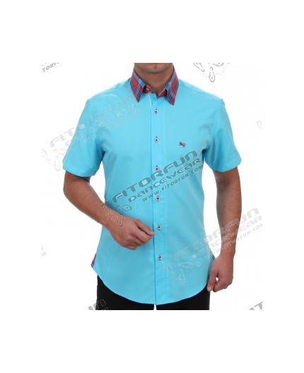 Hemd Kurzarm türkis Slimfit - 30141MK SLIM