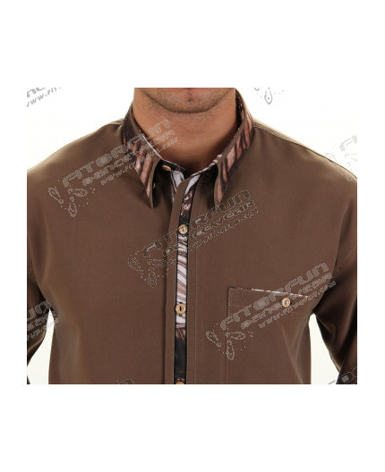 Hemd Langarm braun - 2040ML v. H.K. Mandel