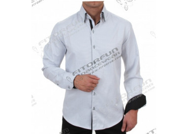 Hemd Langarm weiß gemustert Slimfit - 5414ML SLIM