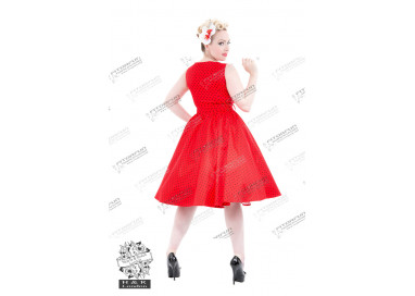 Rockabilly Swingkleid Polk Dots rot mit schwarzen Punkten