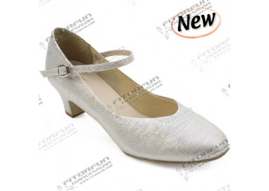BL 116 silber glitzer - Tanzschuhe mit Chromledersohle - 3,8 cm Absatz