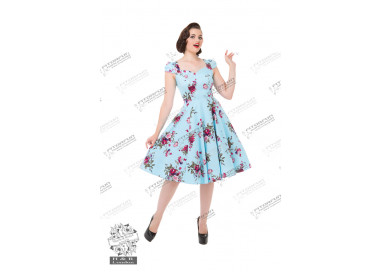 Vintage Kleid in hellblau mit Blumendruck