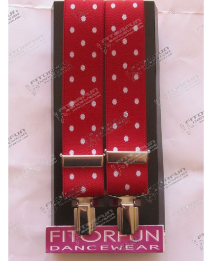 Hosenträger X-Form m. Clipse rot m. weißen Punkten 7550.01