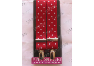 Hosenträger X-Form m. Clipse rot m. weißen Punkten 7550.01