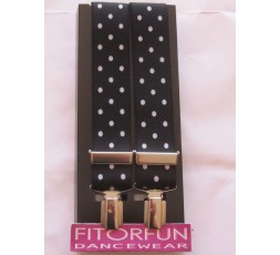 Hosenträger X-Form m. Clipse schwarz m. weißen Punkten 7550.10